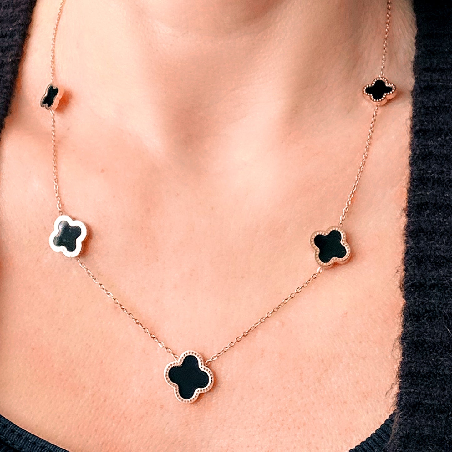 Melody Black Clover Necklace