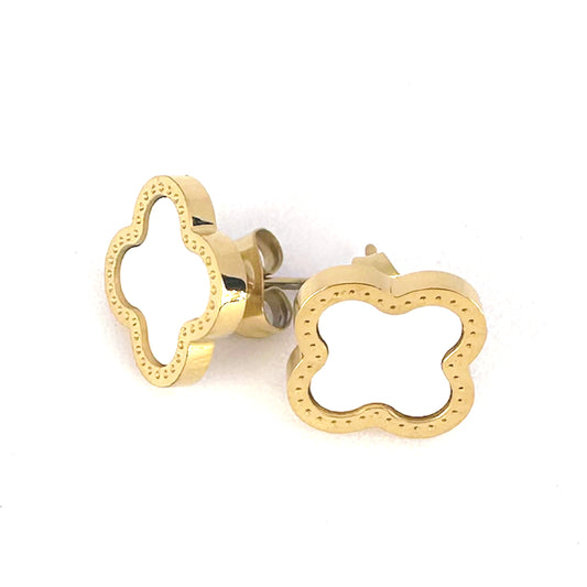 White Clover Stud Earrings
