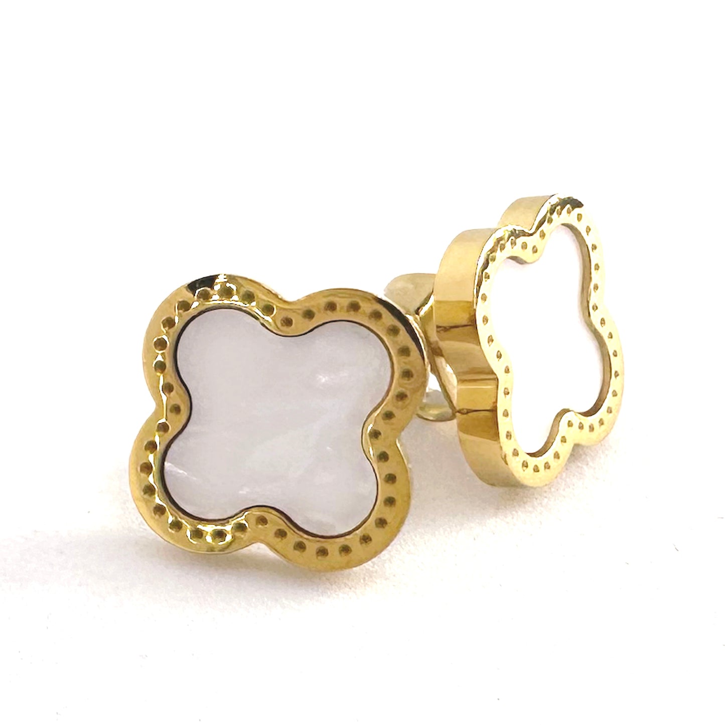 White Clover Stud Earrings